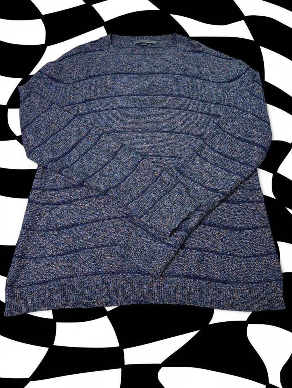 John Varvatos Navy Blue Striped Sweater
